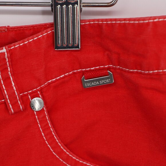 ESCADA Sport Red Cotton Linen Straight Leg Pants Size EU 42 - Picture 6 of 8